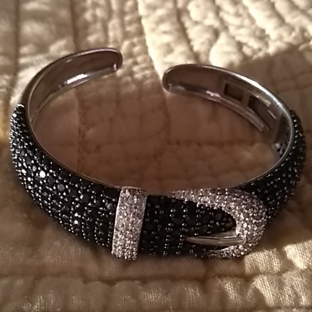 STERLING SPARKLING BLING BELT BUCKLE CUFF BRACELET
